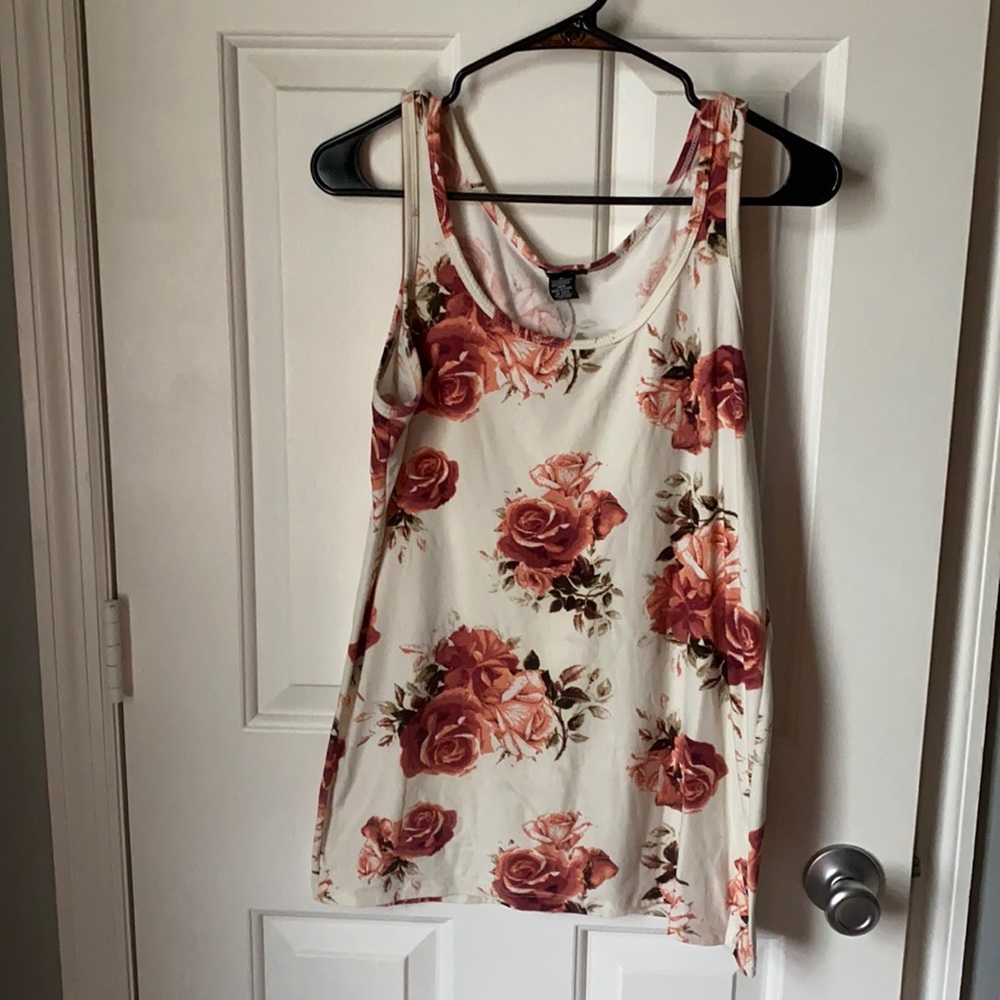 Pink and Cream Floral Tank Top